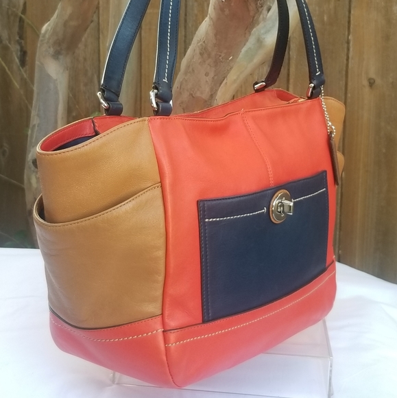 Stunning Coach leather tri-color tote handbag - Picture 4 of 14